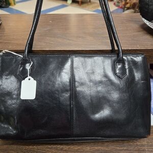 Sleek Black Leather Satchel